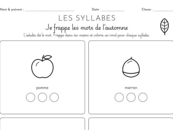 Les syllabes - automne