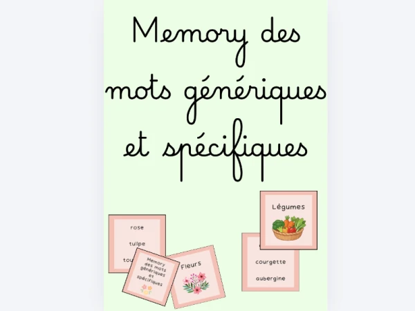 Memory des mots génériques et spécifiques