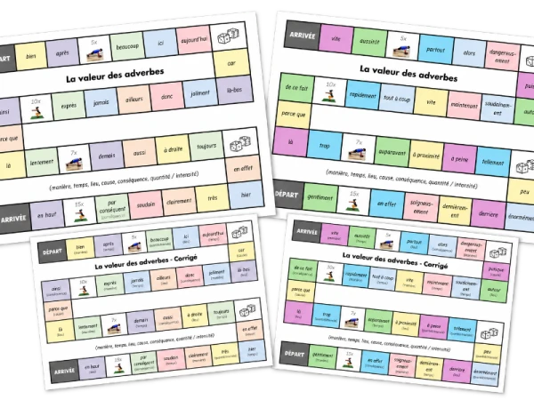 Français - 8e - Module 2 - Adverbes - Jeux de l'oie (valeurs des adv)