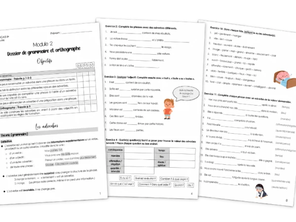 Français - 8e - Module 2 - Adverbes - Dossier complet