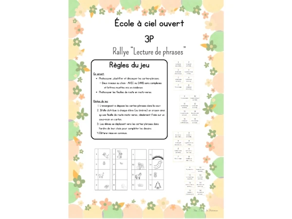 École dehors 3P: Rallye lecture de phrases