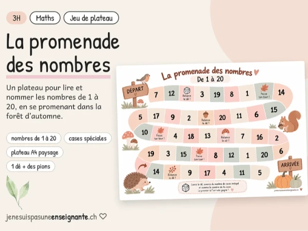 Jeu plateau nombres 1-20
