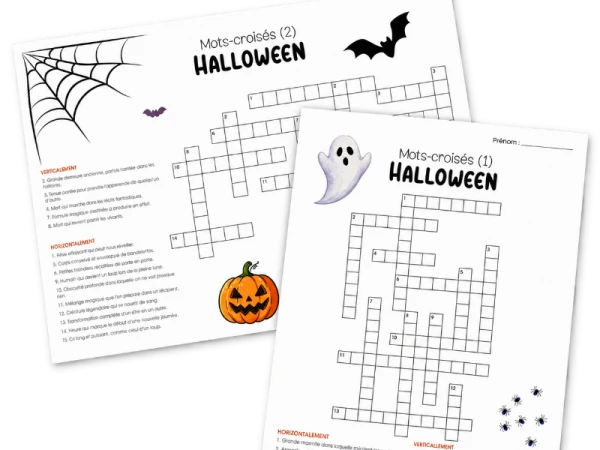 HALLOWEEN - 2 mots-croisés (avec corrigé)