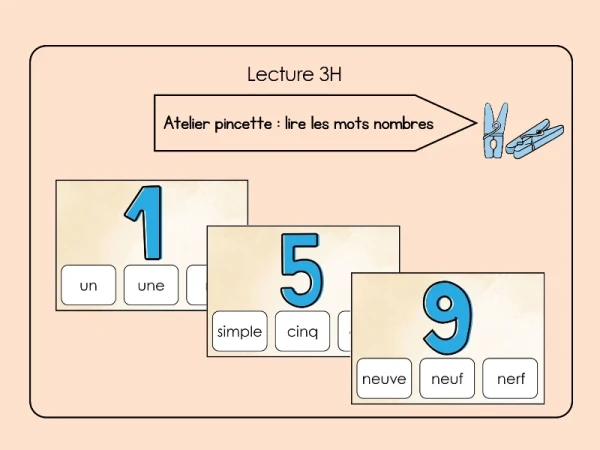 Atelier pincettes : lire les "mots" nombres