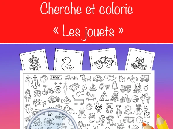 Cherche et colorie "Les jouets"