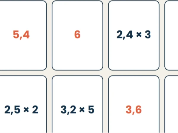 Mémory de multiplications décimales