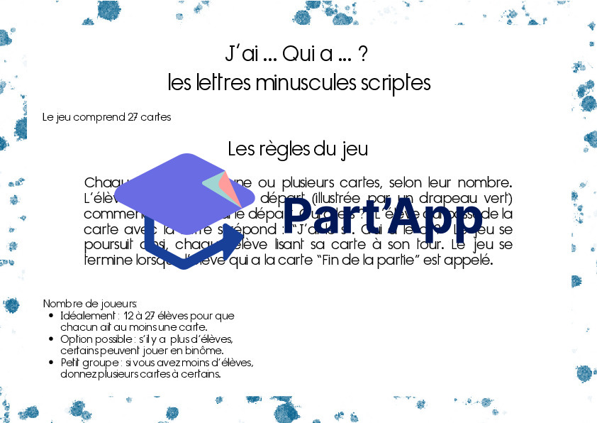 J'ai... Qui a... ? Les lettres minuscules scriptes_11