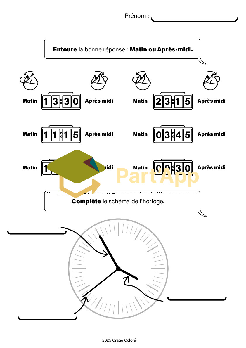 11 exercice pour apprendre l'heure digitale et analogique_5