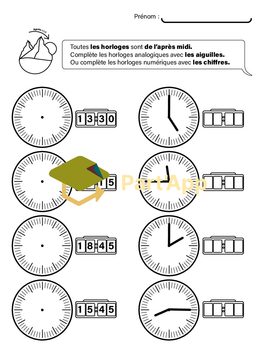 11 exercice pour apprendre l'heure digitale et analogique_10