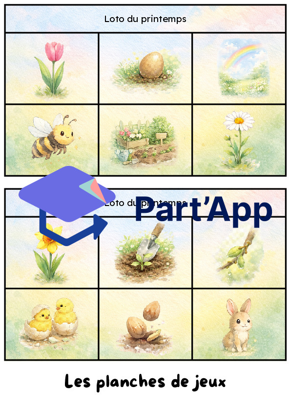 Loto du printemps à imprimer – jeu de vocabulaire cycle 1 (PDF gratuit)_2