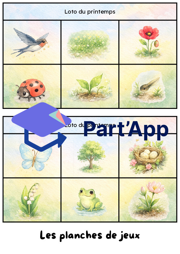 Loto du printemps à imprimer – jeu de vocabulaire cycle 1 (PDF gratuit)_3