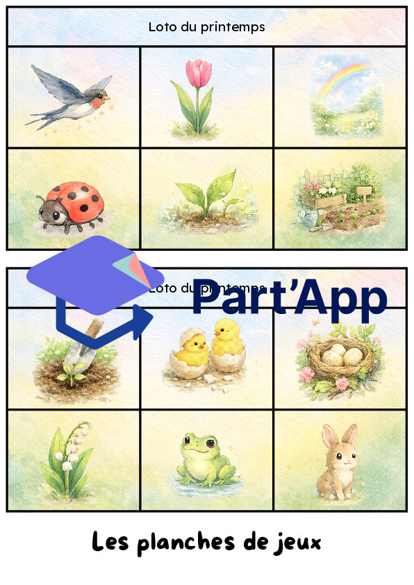 Loto du printemps à imprimer – jeu de vocabulaire cycle 1 (PDF gratuit)_4