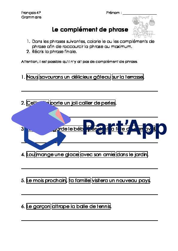 Fonctions de la phrase - complément de phrase_5
