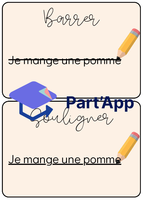 7 Affiches Consignes de Classe : Entourer, Souligner, Barrer & Présentation du Cahier à Imprimer style épuré_3
