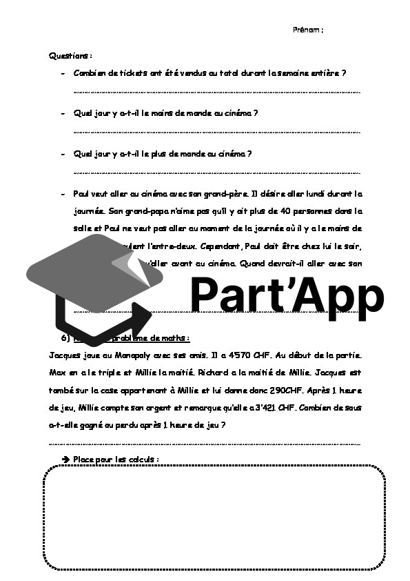 Dossier de révision des ECR de mathématique pour les 6P_4