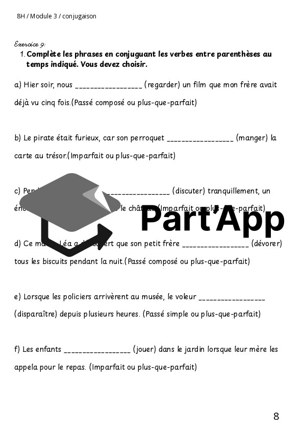 Dossier l'indicatif plus-que-parfait et le futur antérieur M3 8P_9