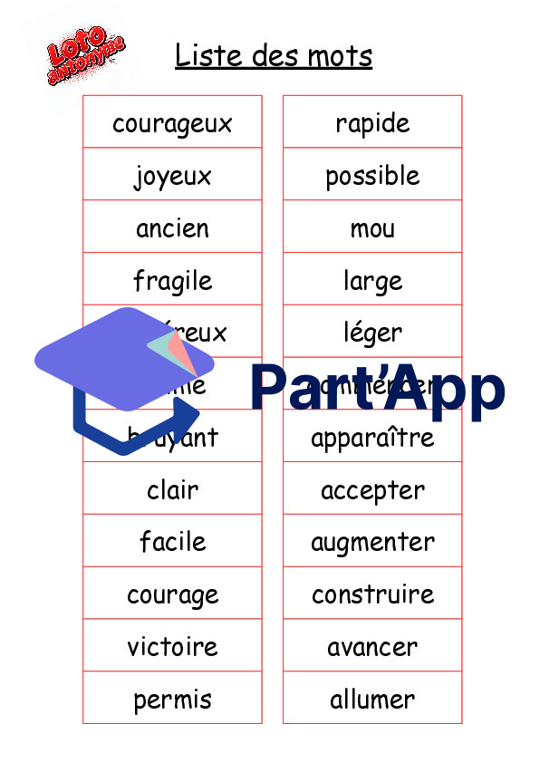 Loto synonyme et antonyme_10
