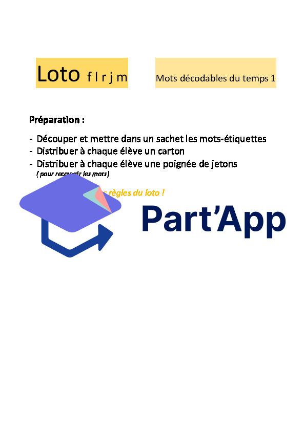 LOTO : mots décodables du Temps 1_2