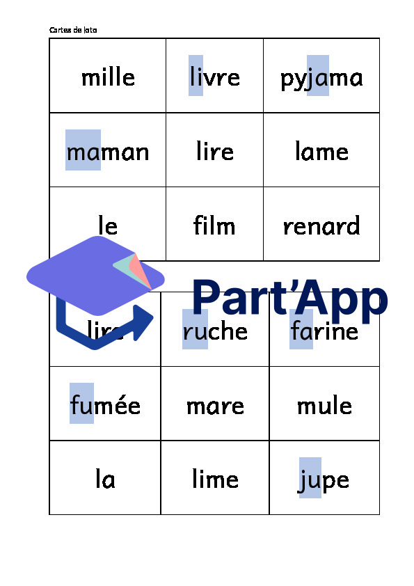 LOTO : mots décodables du Temps 1_4