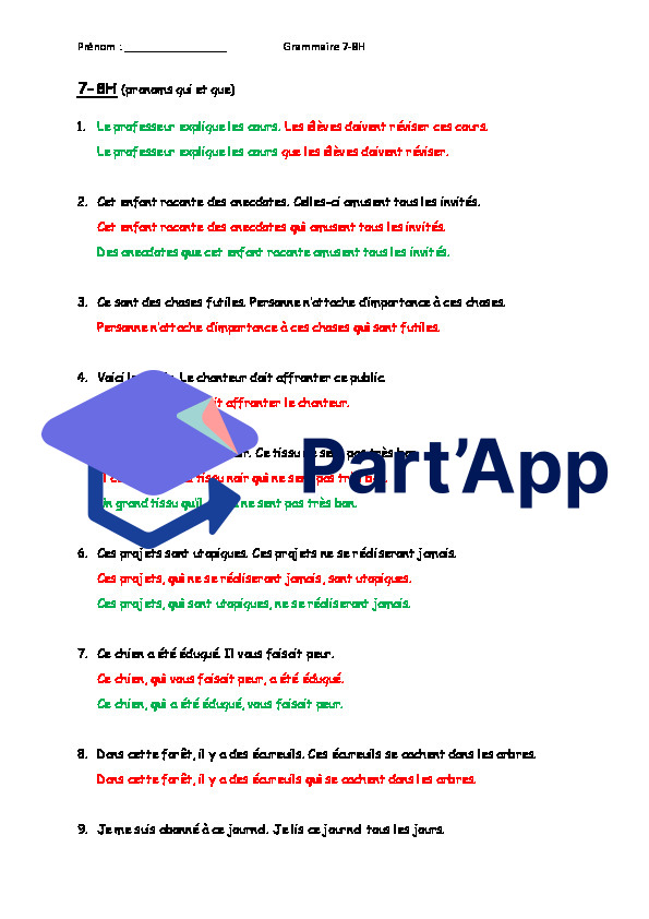 PHRASE SUBORDONNÉE RELATIVE_Enchassement_EXERCICE_5