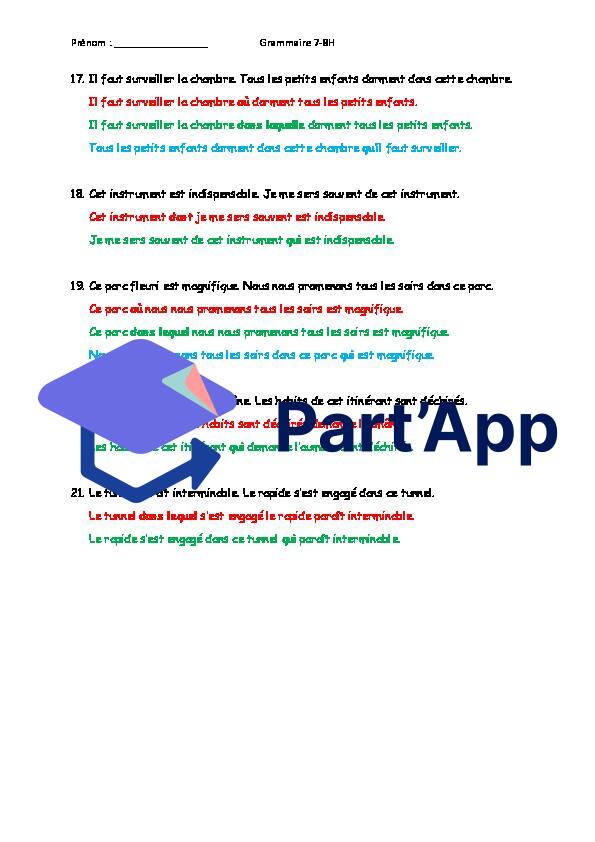PHRASE SUBORDONNÉE RELATIVE_Enchassement_EXERCICE_7