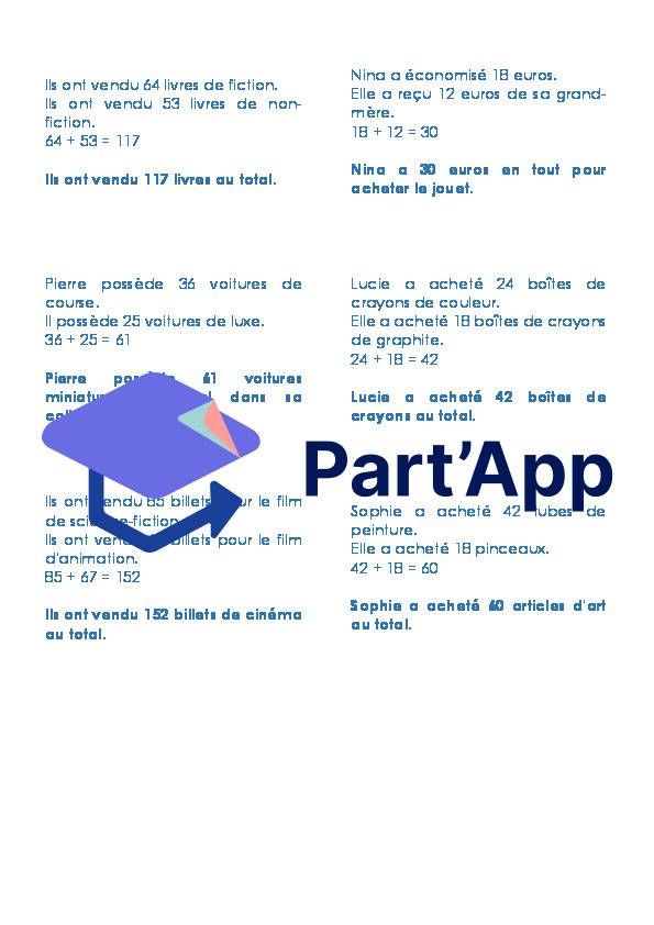 Opérations - Atelier problèmes (additions et soustractions) - Niveau 2_3