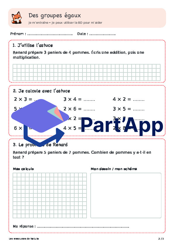 🦊 Les astuces des renards — 1. Multiplication : Comprendre les groupes égaux | 1 CHF 🦊_3