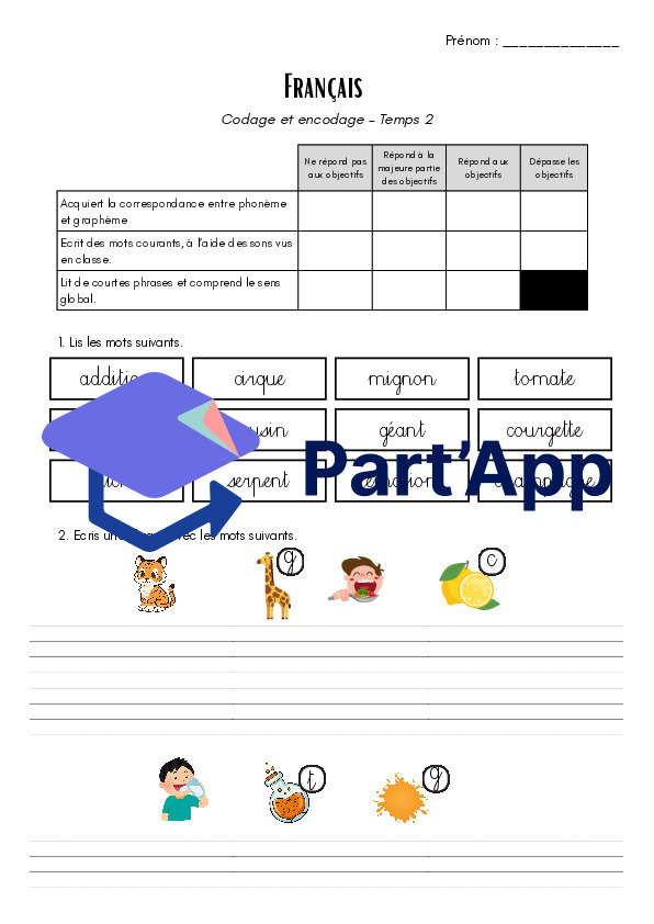 Evaluation français 4H - Codage et encodage T2_2