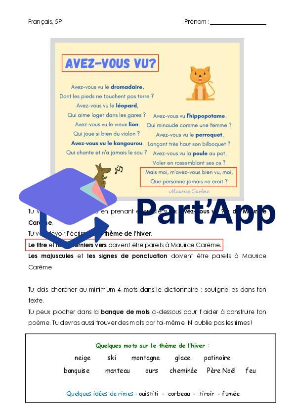 Poème - Production sur "Avez-vous vu?" de Maurice Carême_3