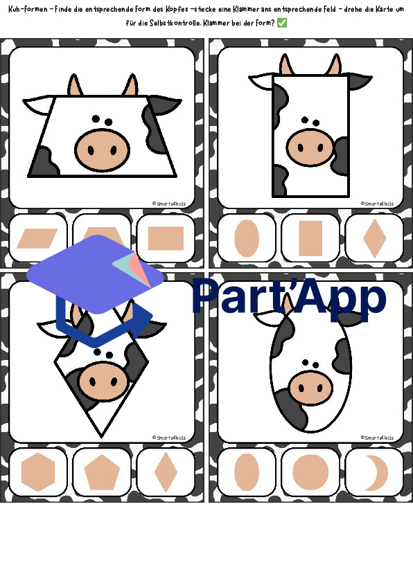 🐮 Formes de vache Cartes à agrafer Ferme_11