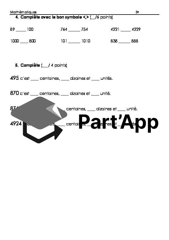 Evaluation de math 5e année + fiche d'objectifs_3