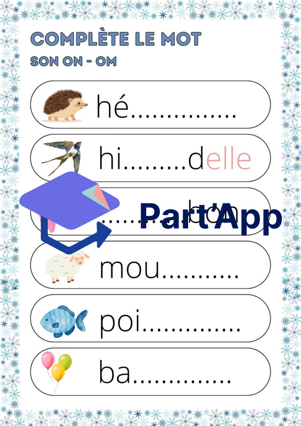Complète ou écris les mots avec les sons du T3 du nouveau MER_2