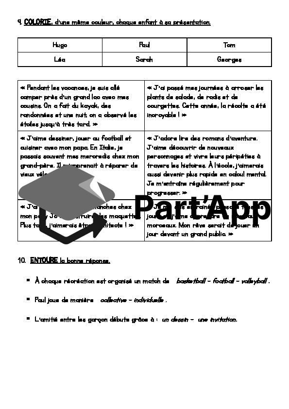 Compréhension à la lecture "La rentrée"_8