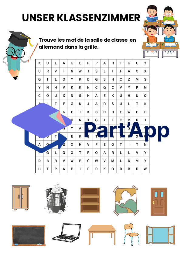 Mots-mêlés salle de classe, unité 4_2