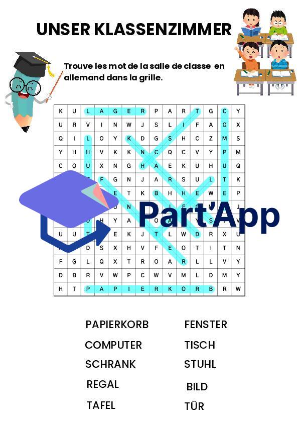 Mots-mêlés salle de classe, unité 4_5
