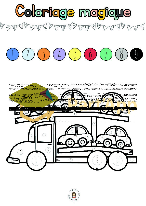 ✨ 10 coloriages magiques – Les véhicules 🚜 🚒 🏍️_2