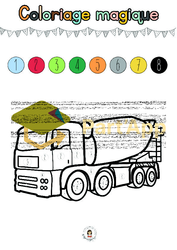 ✨ 10 coloriages magiques – Les véhicules 🚜 🚒 🏍️_4