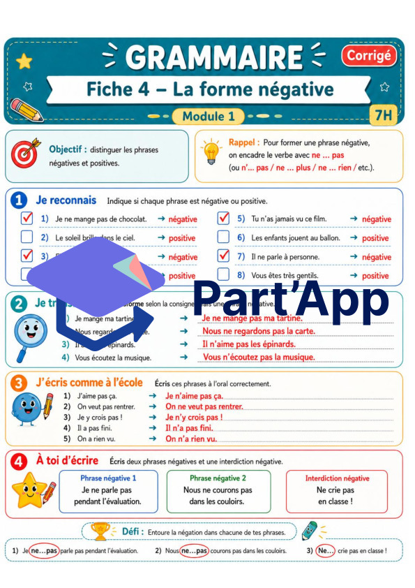 Module 1 - Grammaire Types exclamatif et impératif, Forme négative_11