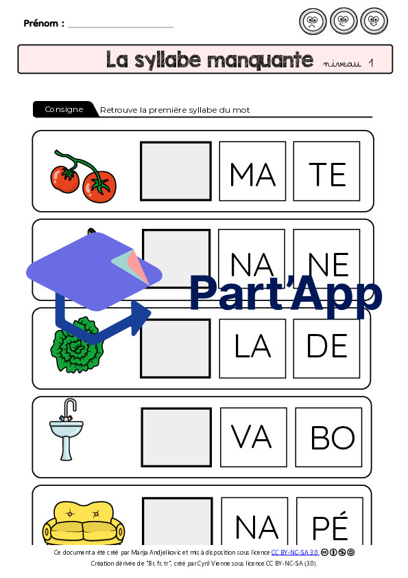 Part App Je Retrouve La Syllabe Manquante Dossier De Phonologie