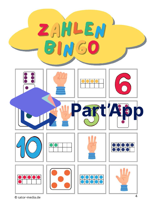 Zahlen Bingo – Ziffern, Würfel, Zehnerrahmen, Fingerbild_5