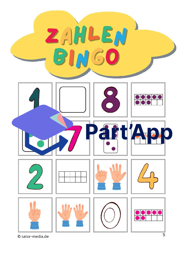 Zahlen Bingo – Ziffern, Würfel, Zehnerrahmen, Fingerbild_6