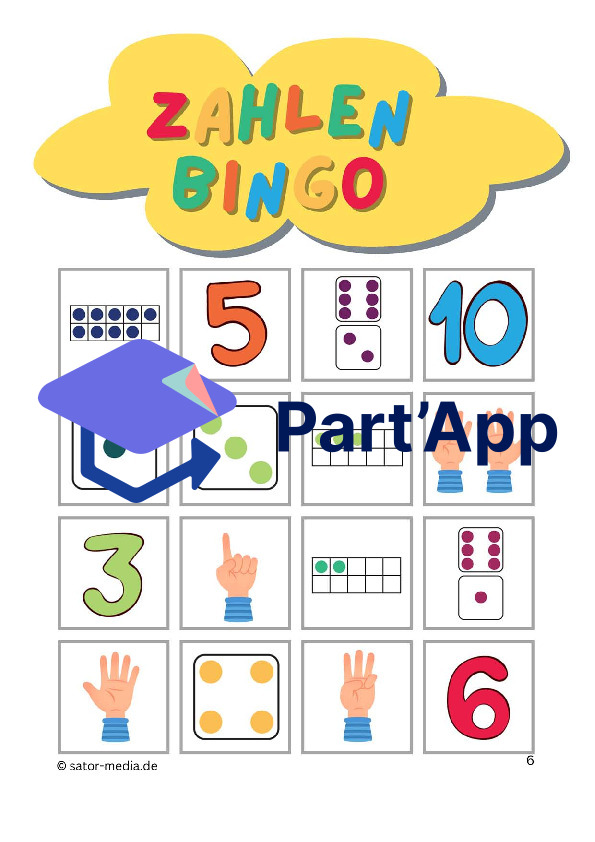 Zahlen Bingo – Ziffern, Würfel, Zehnerrahmen, Fingerbild_7