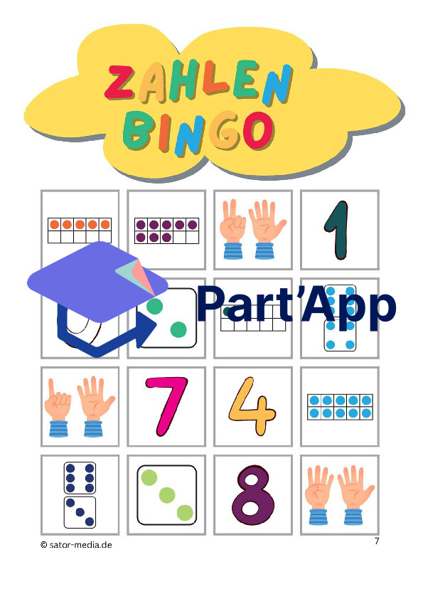 Zahlen Bingo – Ziffern, Würfel, Zehnerrahmen, Fingerbild_8