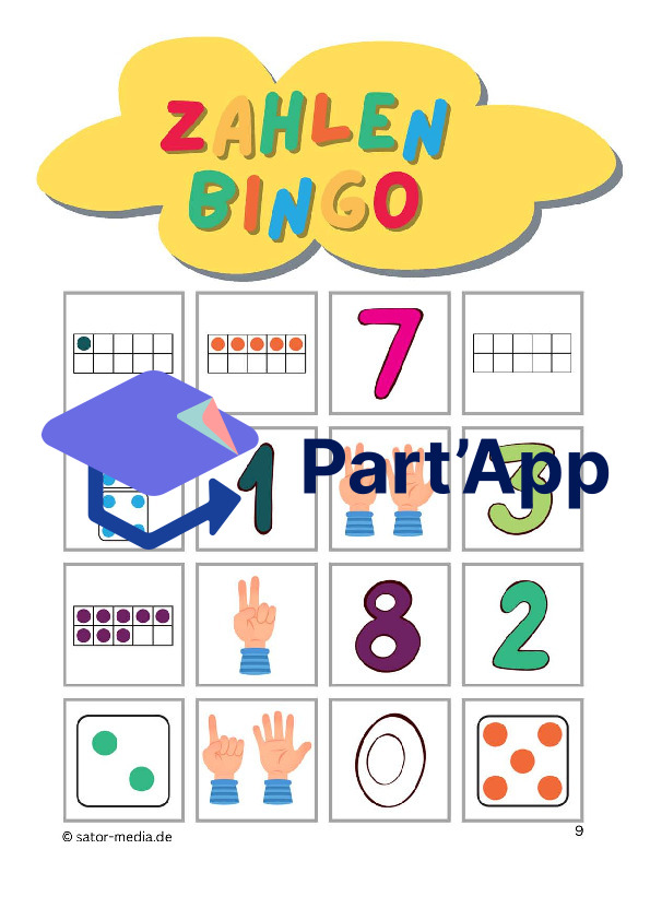 Zahlen Bingo – Ziffern, Würfel, Zehnerrahmen, Fingerbild_10