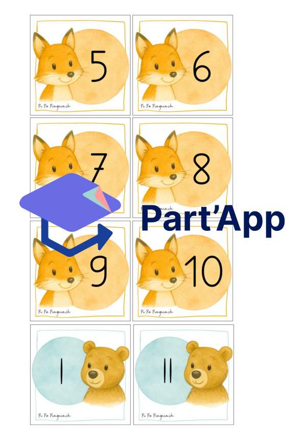 Représentation des nombres de 1 à 10 avec des animaux 🦊🐻🦔🐿️_8