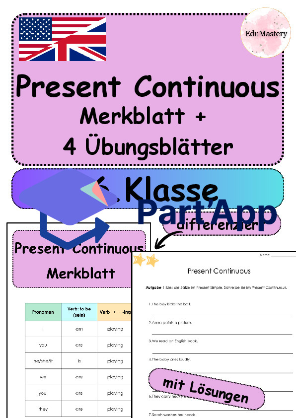 📘 Fiches d'exercices et aide-mémoire sur le présent continu – 5e et 6e | Exercices de grammaire anglaise différenciés avec corrigés_2