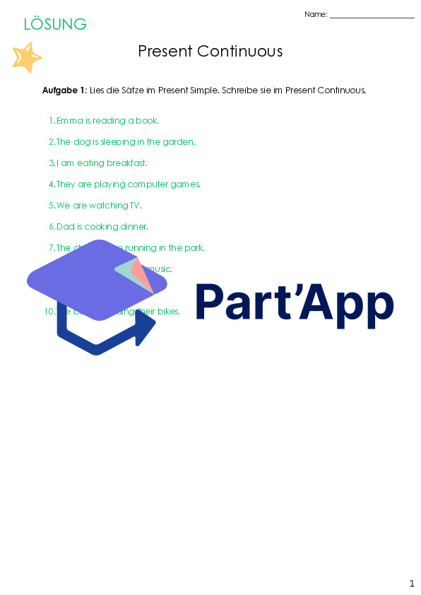 📘 Fiches d'exercices et aide-mémoire sur le présent continu – 5e et 6e | Exercices de grammaire anglaise différenciés avec corrigés_5