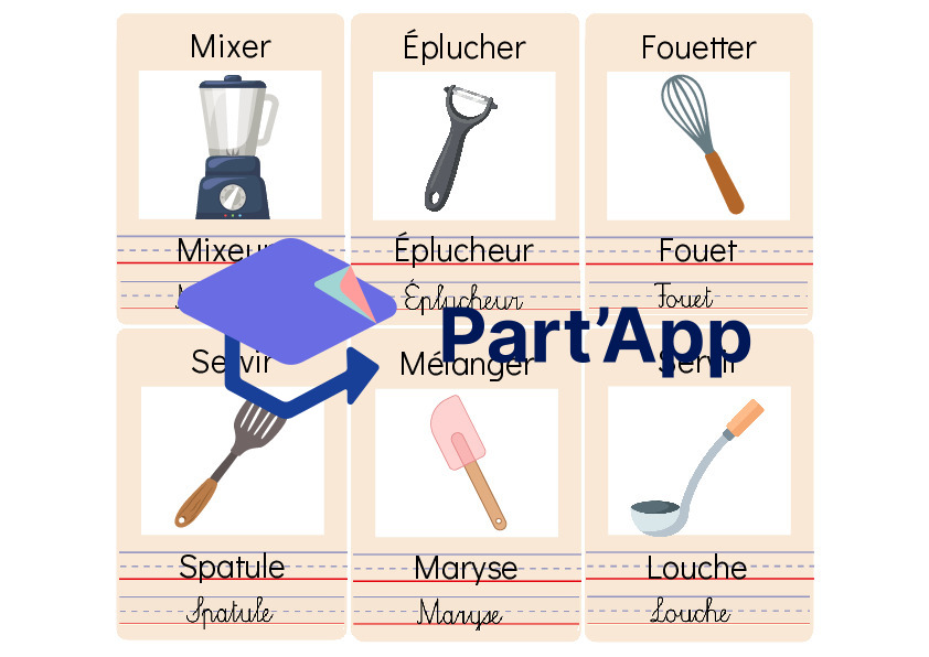 Cartes vocabulaire – Ustensiles & Verbes d'action de la recette – Français & Cuisine (5H-6H / Cycle 2)_3