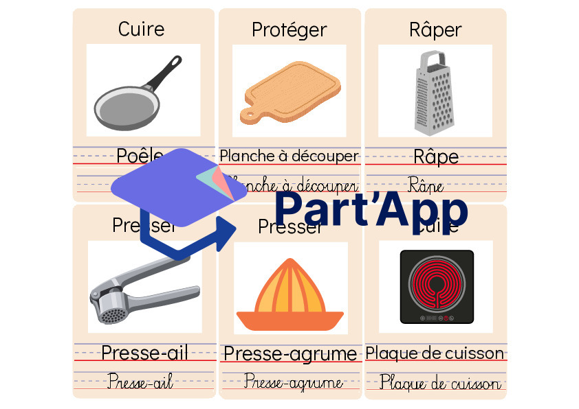 Cartes vocabulaire – Ustensiles & Verbes d'action de la recette – Français & Cuisine (5H-6H / Cycle 2)_4