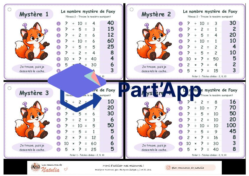 🦊 Le nombre mystère de Foxy – Niveau 2 + fiche de suivi | 8 CHF 🦊_8